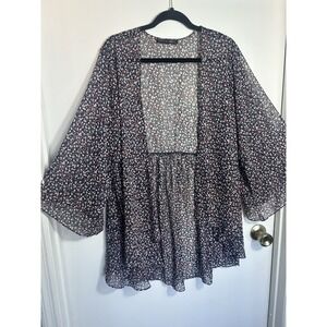 Chris & Carol Woman's Kimono Floral Cottage Core‎ Bohemian Beachy Vacation Plus